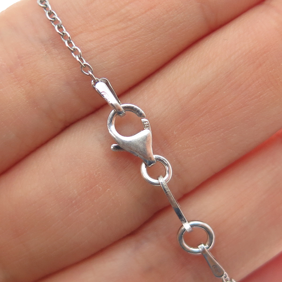 925 Sterling Silver Italy Heart Pendant Adjustable Cable Chain Necklace 24"