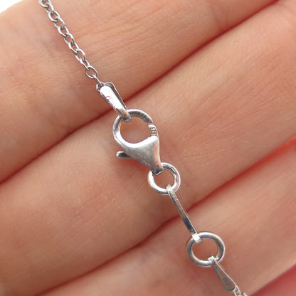 925 Sterling Silver Italy Heart Pendant Adjustable Cable Chain Necklace 24"