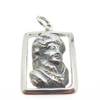 925 Sterling Silver Vintage Victorian Lady Oxidized Pendant