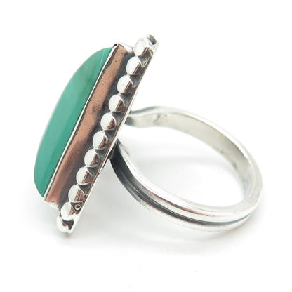 925 Sterling Silver Vintage Real Malachite Triangle Ring Size 6.5