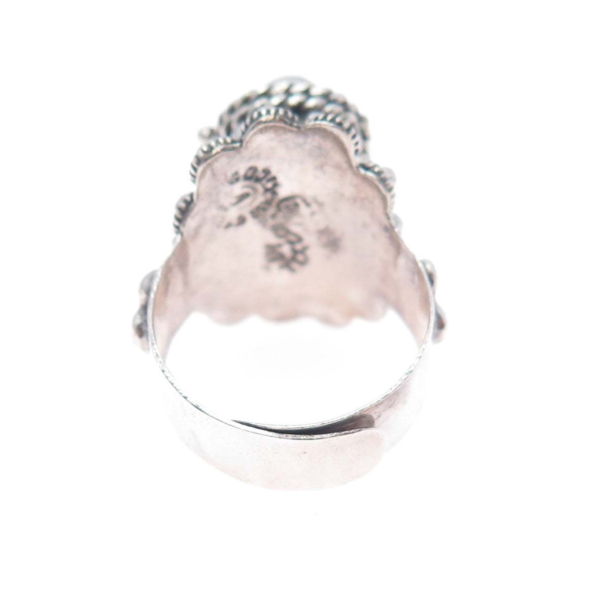 925 Sterling Silver Vintage Mexico Real Amethyst Adjustable Poison Ring Size 7