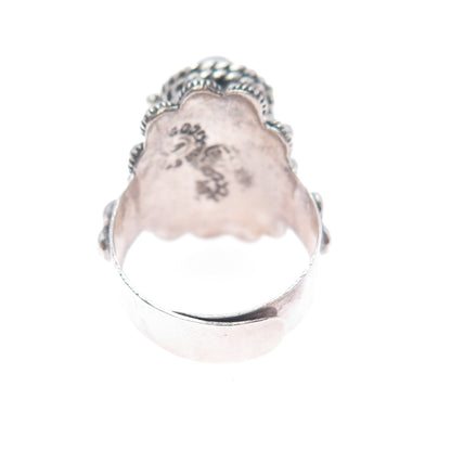 925 Sterling Silver Vintage Mexico Real Amethyst Adjustable Poison Ring Size 7
