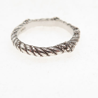 Judith Ripka 925 Sterling Silver Round-Cut C Z Twisted Rope Band Ring Size 7