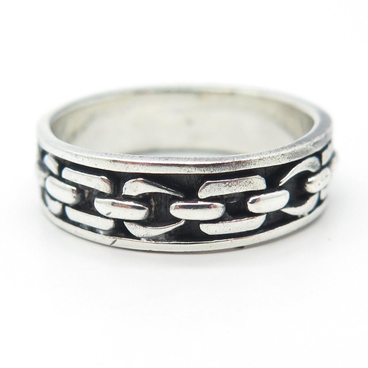 925 Sterling Silver Vintage Chain Band Ring Size 13.25