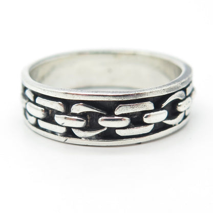925 Sterling Silver Vintage Chain Band Ring Size 13.25