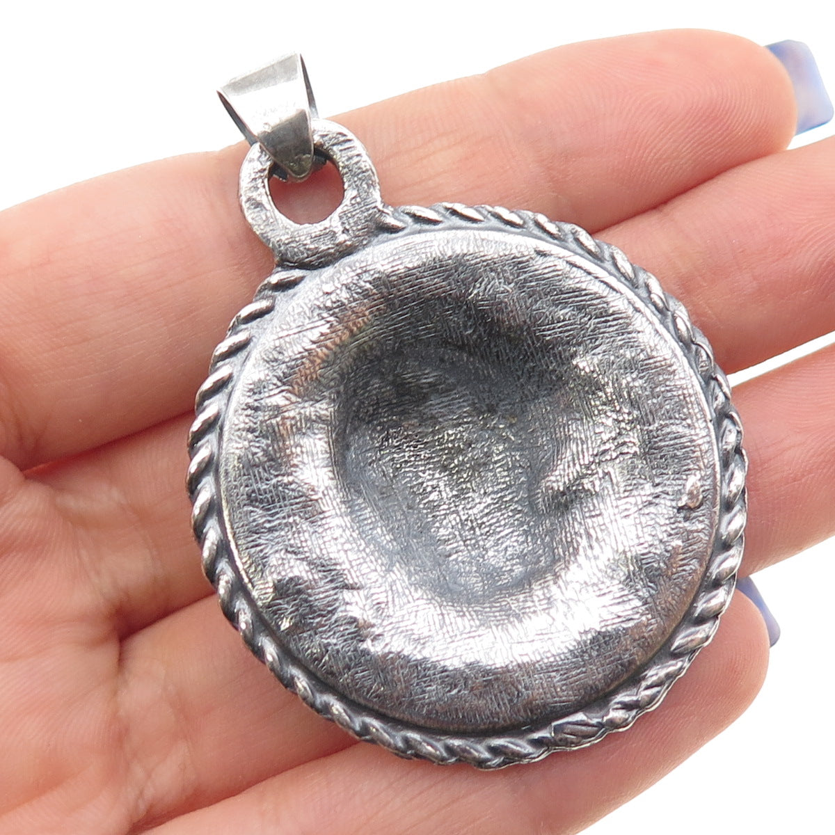 900 Silver Antique 1902 One Morgan Dollar Repousse Oxidized Charm Pendant