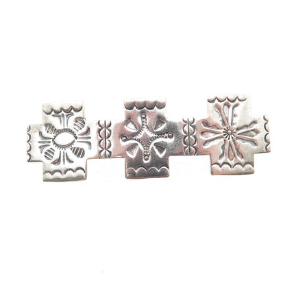 Lester Jackson Navajo Old Pawn 925 Sterling Vintage Cross French Hair Barrette