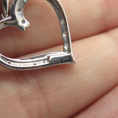 925 Sterling Silver Real White Diamond Open Heart Pendant