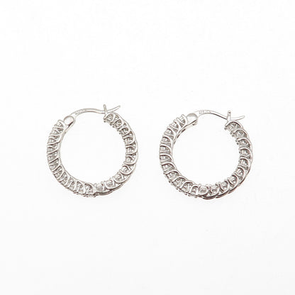 JCL Colleen Lopez 925 Sterling Silver Round-Cut C Z In & Out Hoop Earrings