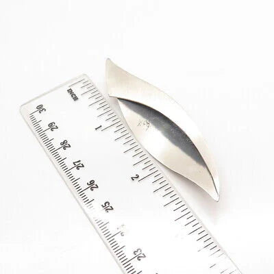 925 Sterling Silver Vintage Beau Modernist Leaf Pin Brooch