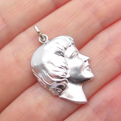 WELLS 925 Sterling Silver Vintage Boy Profile Charm Pendant