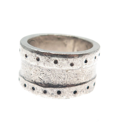 Kenneth Jones 925 Sterling Silver Vintage Modernist Oxidized Band Ring Size 6.75