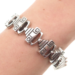 LISA JENKS 925 Sterling Silver Vintage Modernist Link Oxidized Bracelet 6.5"
