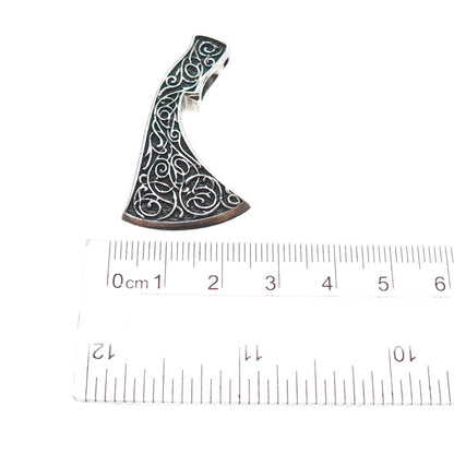 925 Sterling Silver Vintage Axe of Perun Oxidized Slide Charm Pendant