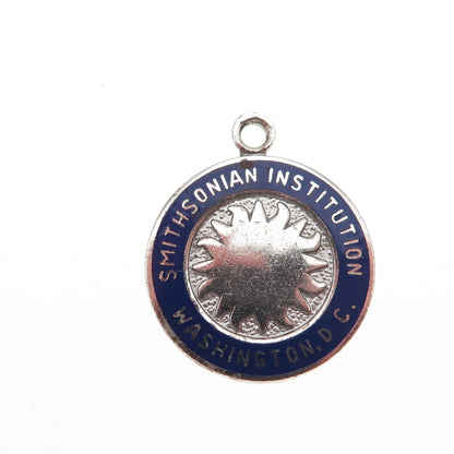 Kinney 925 Sterling Silver Vintage Enamel Smithsonian Institution Charm Pendant