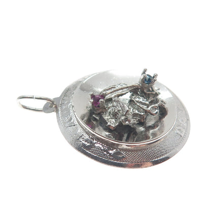 ART'S ELEGANCE 925 Sterling Silver Antique Rhinestone Graduation Day Pendant