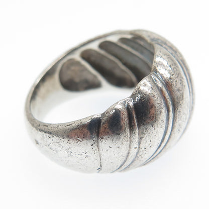 925 Sterling Silver Vintage Wavy Oxidized Dome Ring Size 6