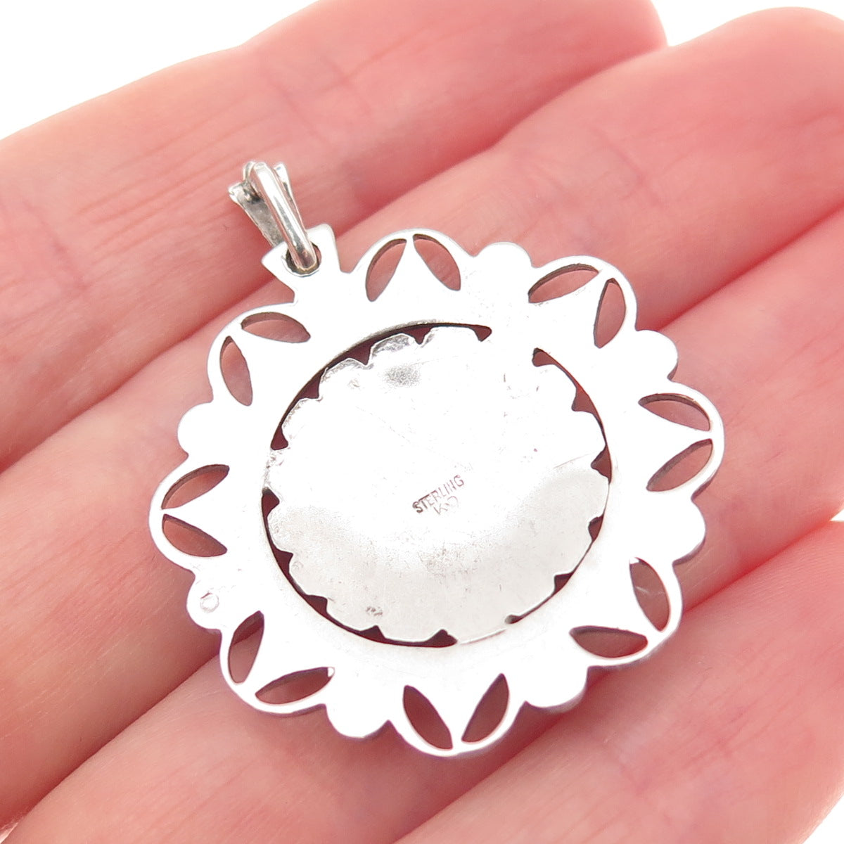 KD Kimler & Daniel 925 Sterling Antique Art Deco Real Marcasite Floral Pendant