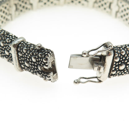 MICHAEL DAWKINS 925 Sterling Silver Granulated Panel Link Bracelet 6.5"