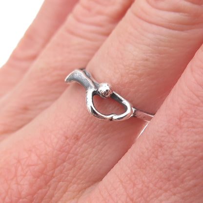 925 Sterling Silver Vintage Heart Erotic Scene Oxidized Ring Size 6
