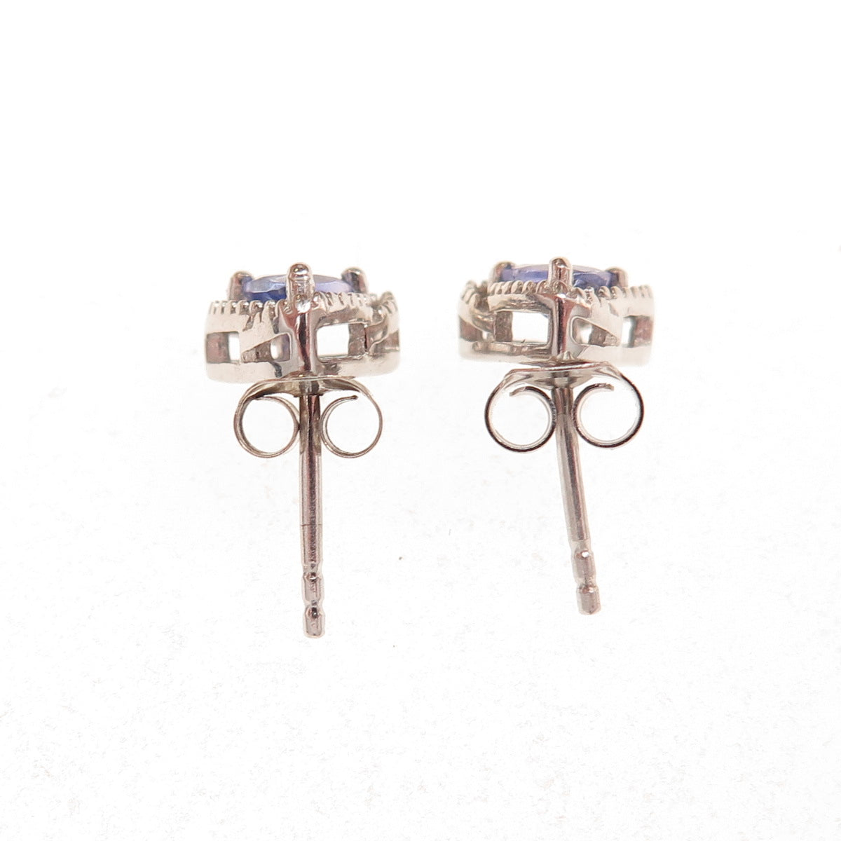 Chuck Clemency 925 Sterling Silver Real Triangle-Cut Tanzanite Stud Earrings