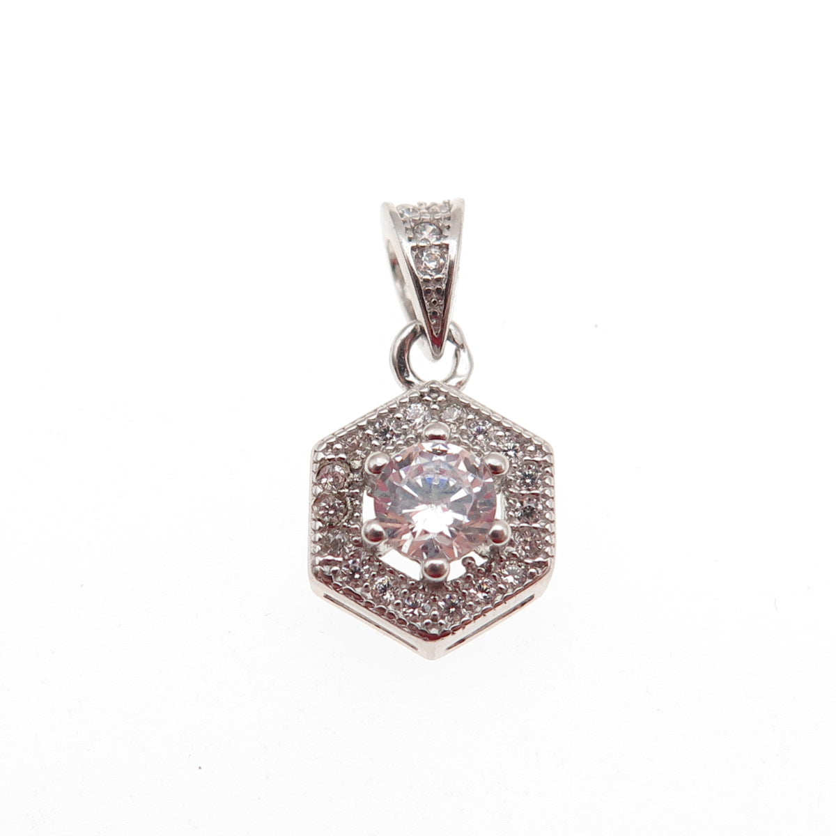 925 Sterling Silver Round-Cut C Z Mini Charm Pendant