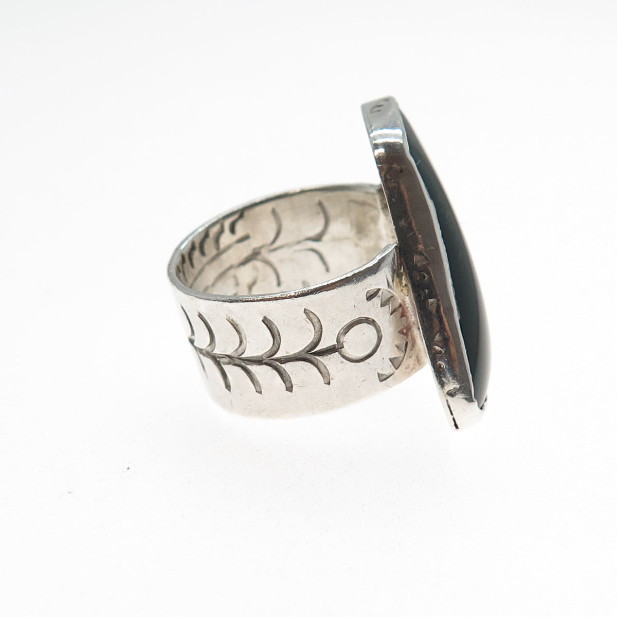 Old Pawn Sterling Silver Vintage Southwestern Bloodstone Tribal Ring Size 6.5