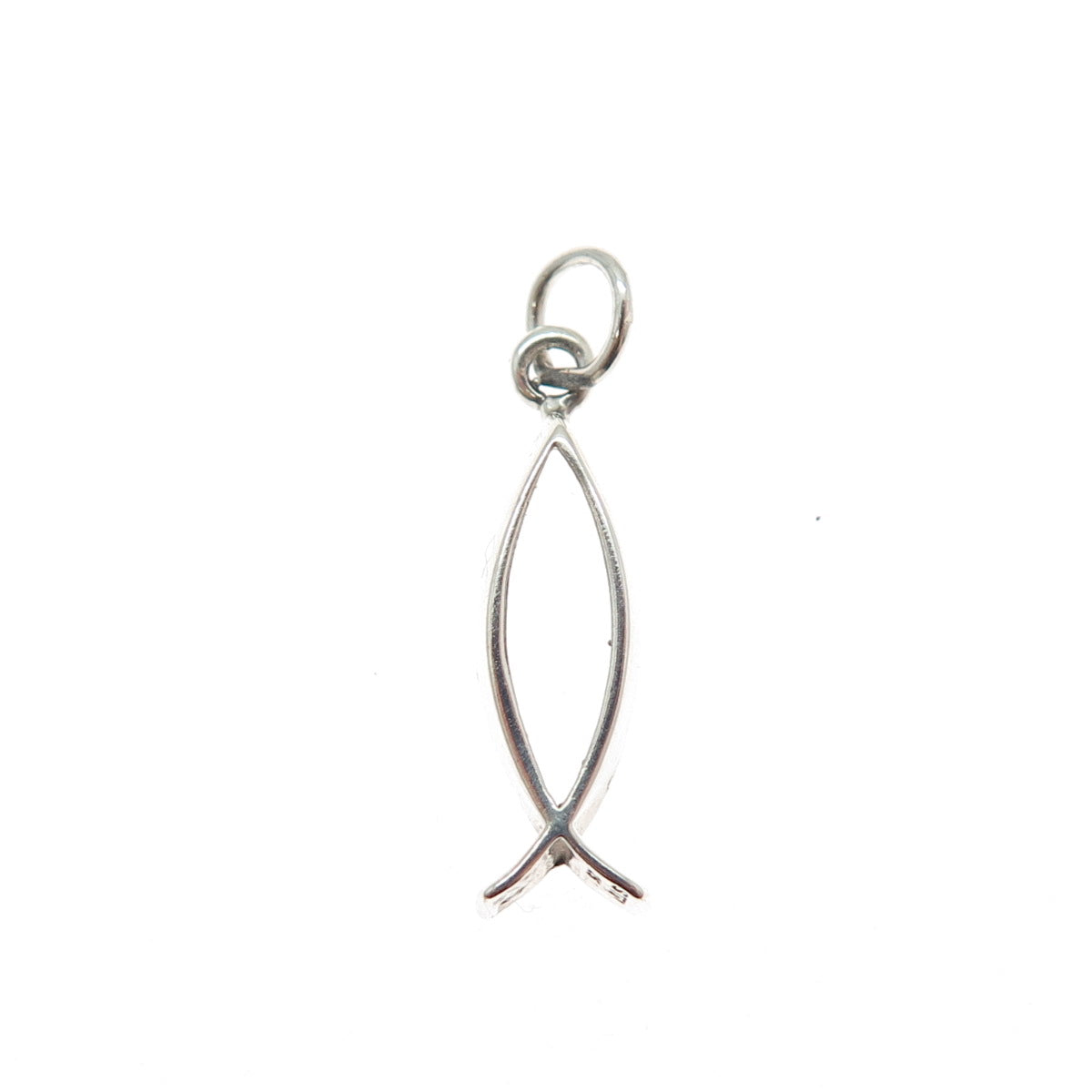 925 Sterling Silver Vintage Ichthys Religious Minimalist Charm Pendant