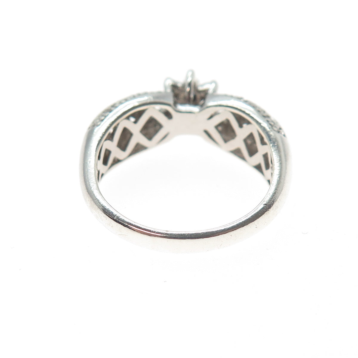 925 Sterling Silver Real Round-Cut Diamond Heart Promise Ring Size 7