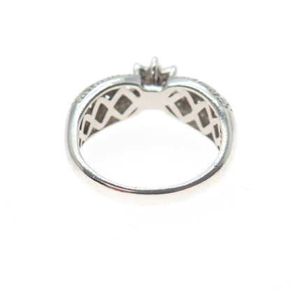 925 Sterling Silver Real Round-Cut Diamond Heart Promise Ring Size 7