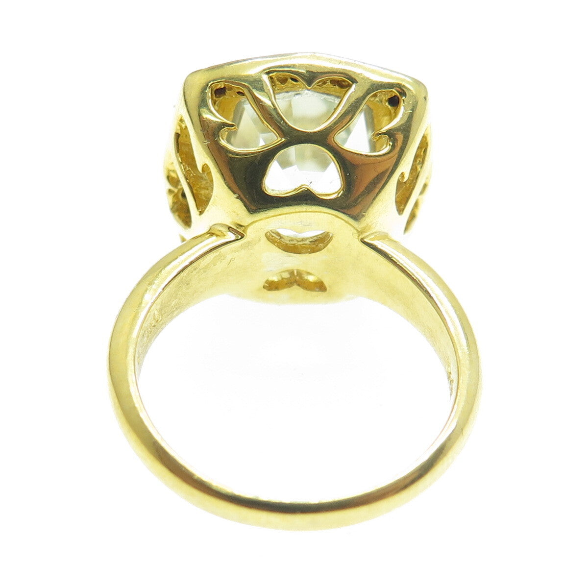 925 Sterling Silver Gold Plated Real Diamond & Blue Topaz Gem Ring Size 4.75