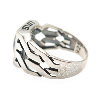 CHIMODA 925 Sterling Silver Blue Glass Woven Oxidized Ring Size 11.75