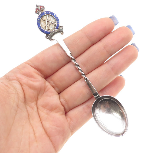 William James Dingley Sterling Antique 1911 Enamel Birmingham Rifle Club Spoon