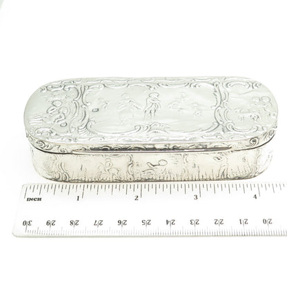 930 Silver Antique Art Deco Netherlands Genre Scene Collectable Tobacco Box