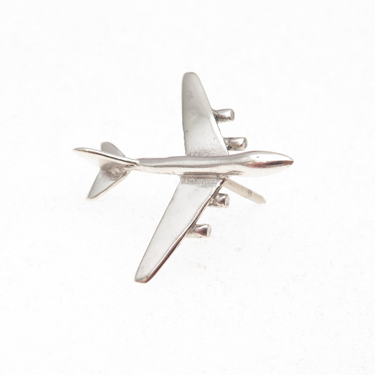925 Sterling Silver Vintage Airplane Tie Tack / Lapel Pin