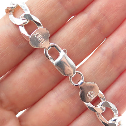 P. LUX 925 Sterling Silver Vintage Italy Figaro Link Bracelet 7.75"