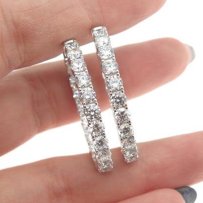 925 Sterling Silver Round-Cut Shaped C Z Huggie Earrings