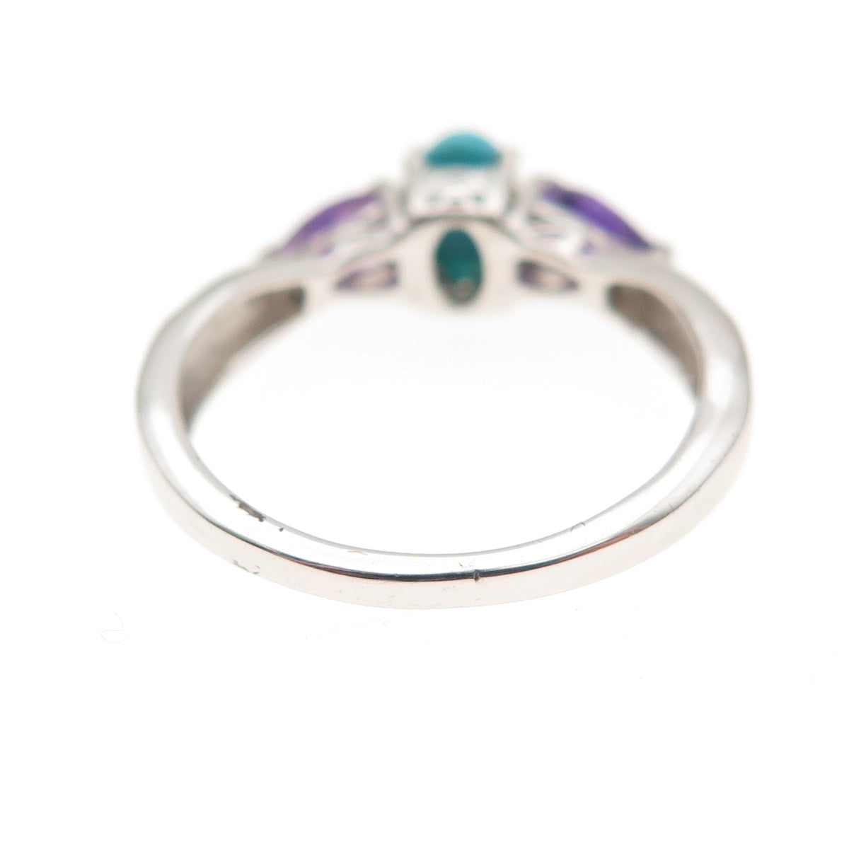 Chuck Clemency 925 Sterling Silver Real Turquoise & Amethyst Ring Size 5.25