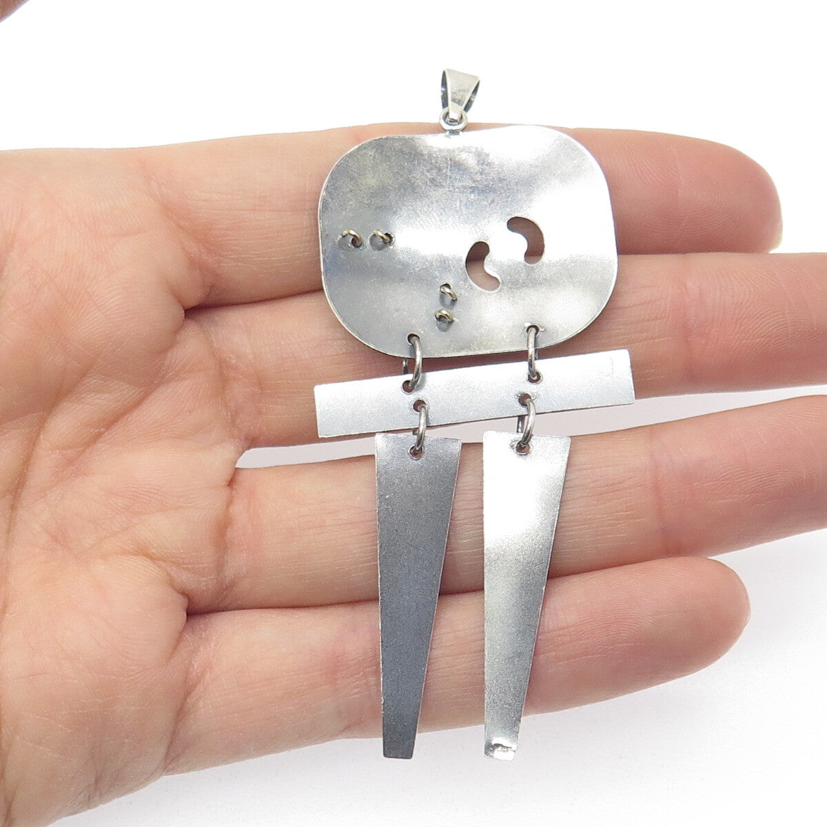 925 Sterling Silver Vintage Modernist Oxidized Pendant