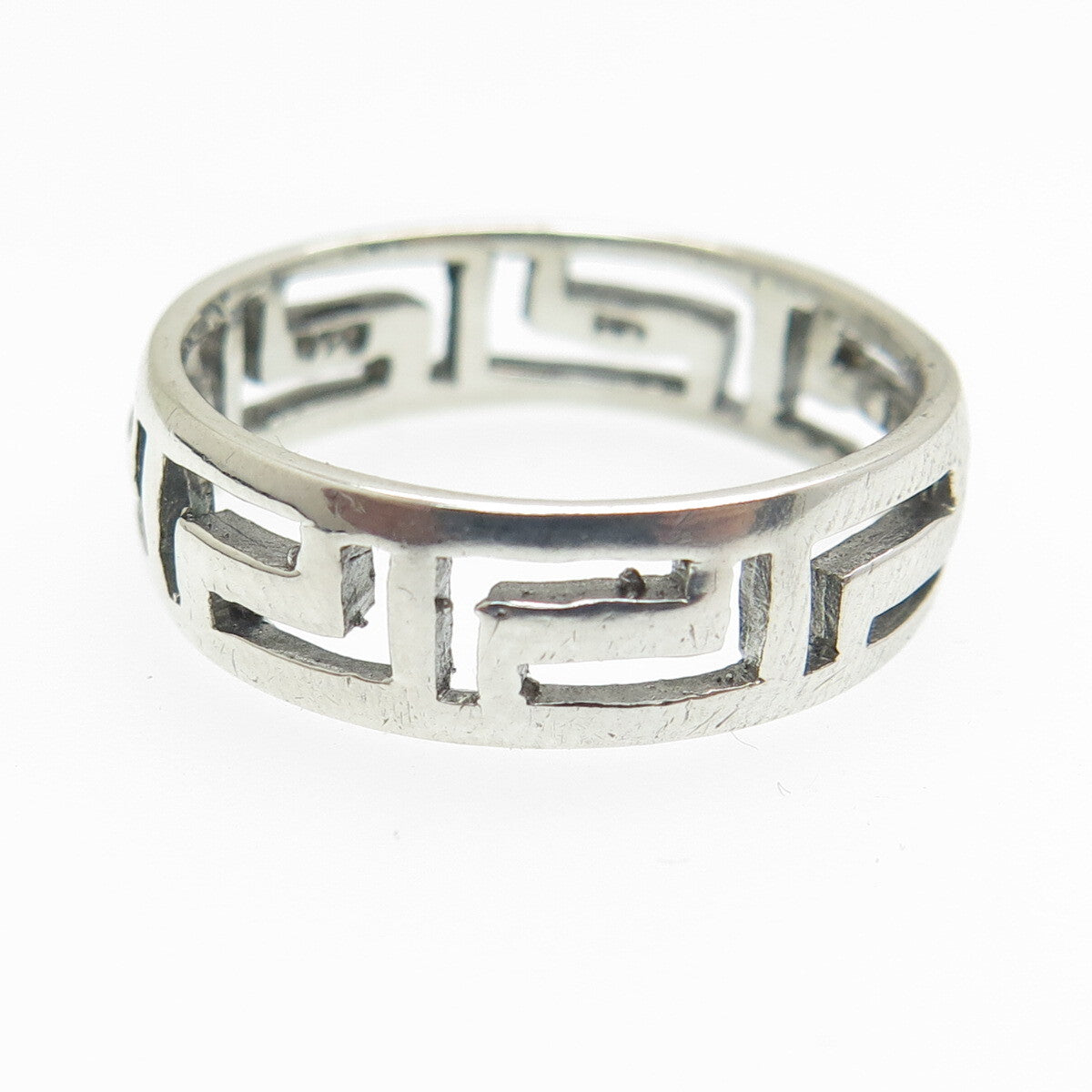 925 Sterling Silver Vintage Greek Maze Band Ring Size 8.75