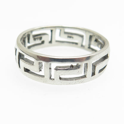 925 Sterling Silver Vintage Greek Maze Band Ring Size 8.75
