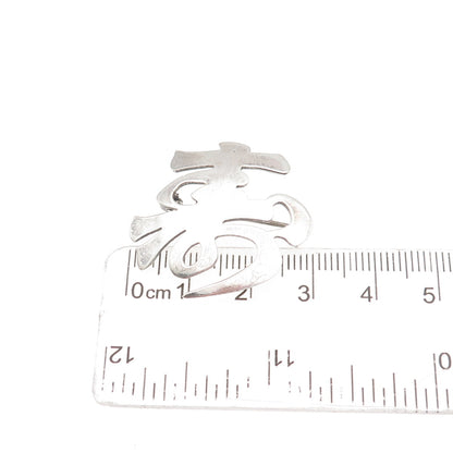 950 Silver Vintage Longevity Japanese Character Oxidized Pin Brooch