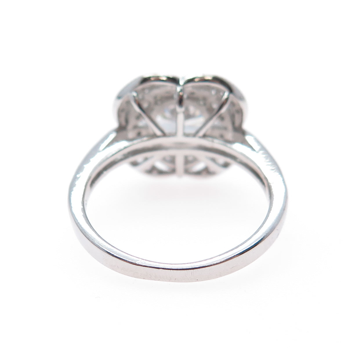 925 Sterling Silver Round-Cut C Z Flower Ring Size 9.5