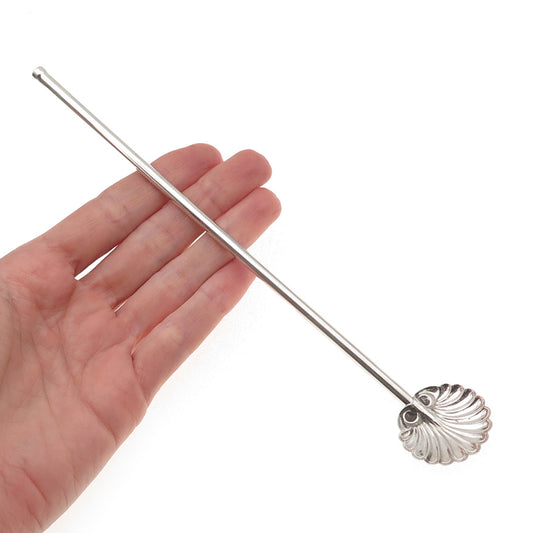 925 Sterling Silver Antique Art Deco Scallop Clam Shell Iced Tea Straw Spoon