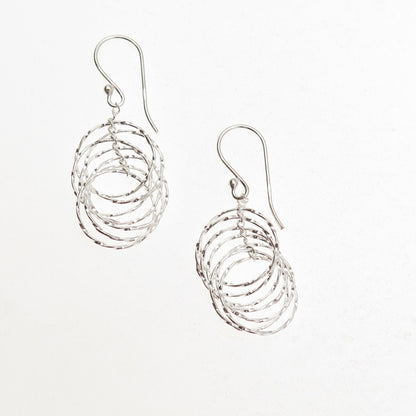 925 Sterling Silver Interlocked Circle Dangle Earrings