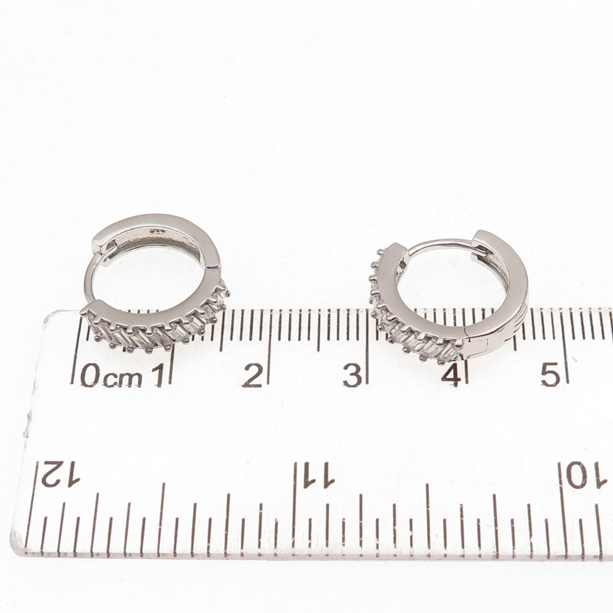 925 Sterling Silver Emerald-Cut C Z Hoop Earrings