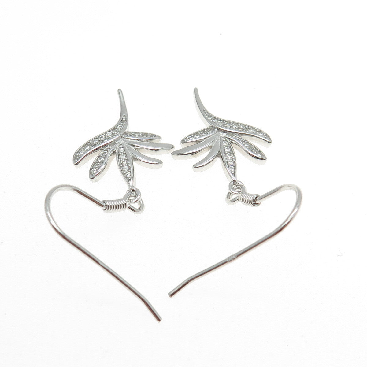 925 Sterling Silver Round-Cut C Z Hawaiian Bird of Paradise Dangling Earrings