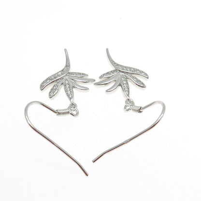 925 Sterling Silver Round-Cut C Z Hawaiian Bird of Paradise Dangling Earrings