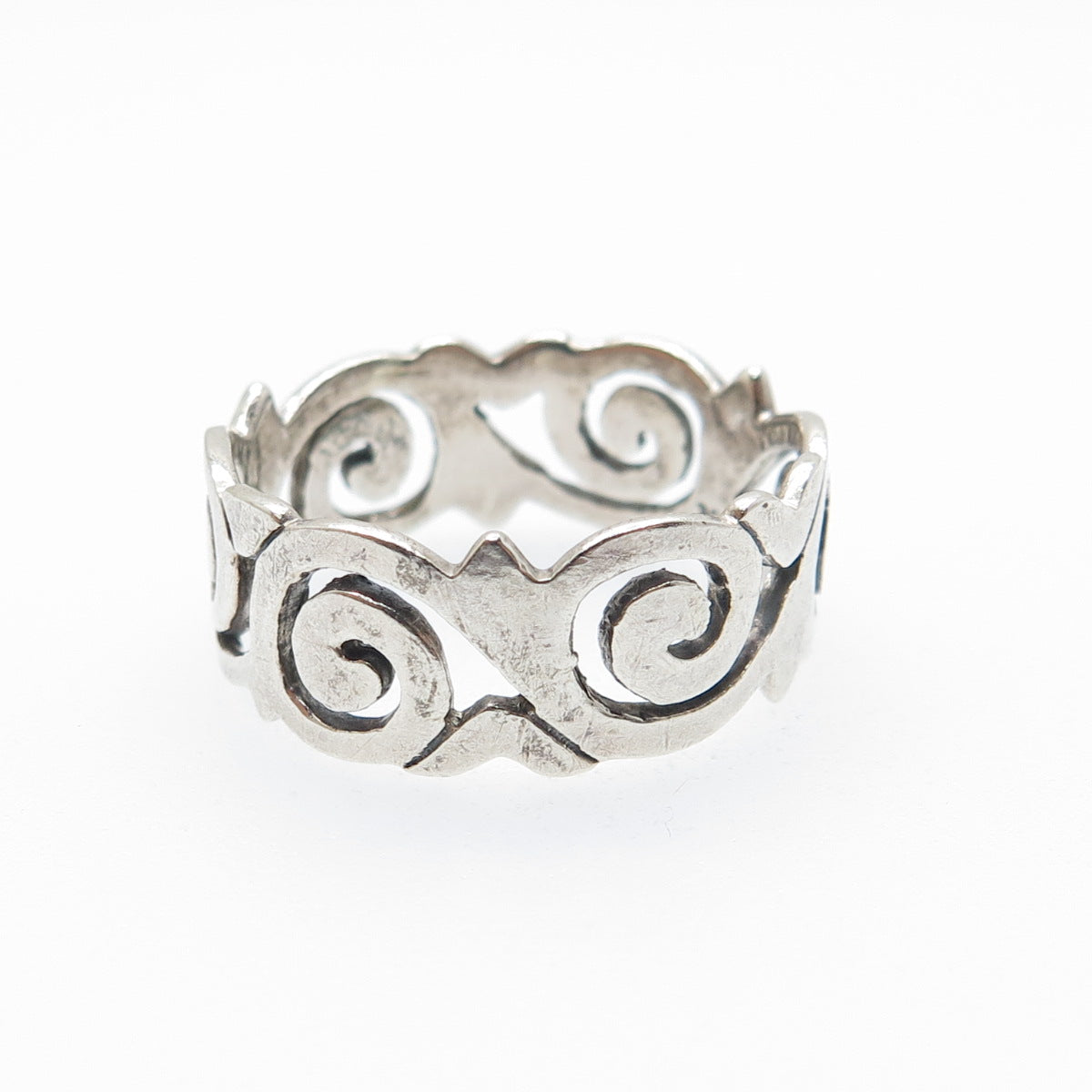 PETER STONE 925 Sterling Silver Vintage Spiral Oxidized Band Ring Size 8.75