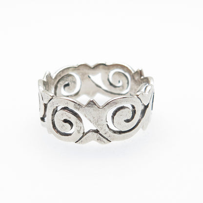PETER STONE 925 Sterling Silver Vintage Spiral Oxidized Band Ring Size 8.75